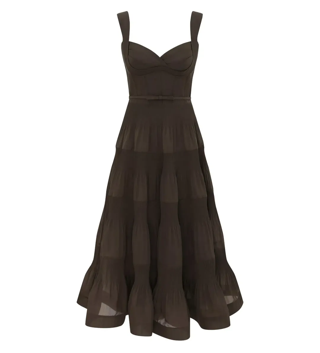 Zimmermann Pleated Draped Midi Dress in Olive Size 1 / AU10 for rent on The Volte - main image