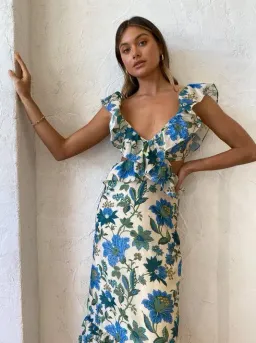 Sir the Label Celia Frill Midi Dress Marguerite Floral Print Size 0 / AU 6 for rent on The Volte - image 4