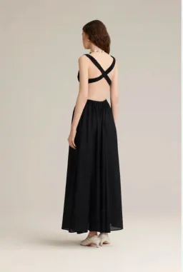 Scanlan Theodore Polished Voile Gather maxi dress black size Aus 8  for rent on The Volte - image 2