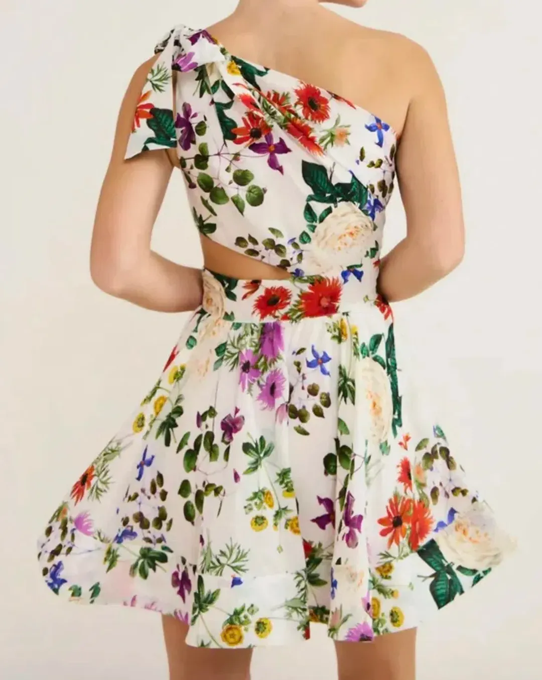 Birdie one shoulder mini dress for rent on The Volte - main image