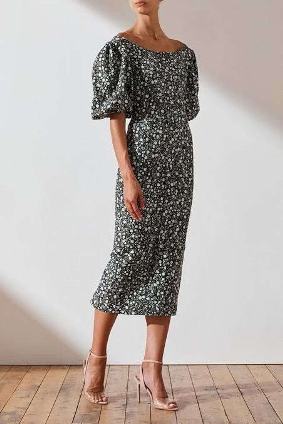 Shona Joy Parker Linen Fitted Midi Dress for rent on The Volte - main image