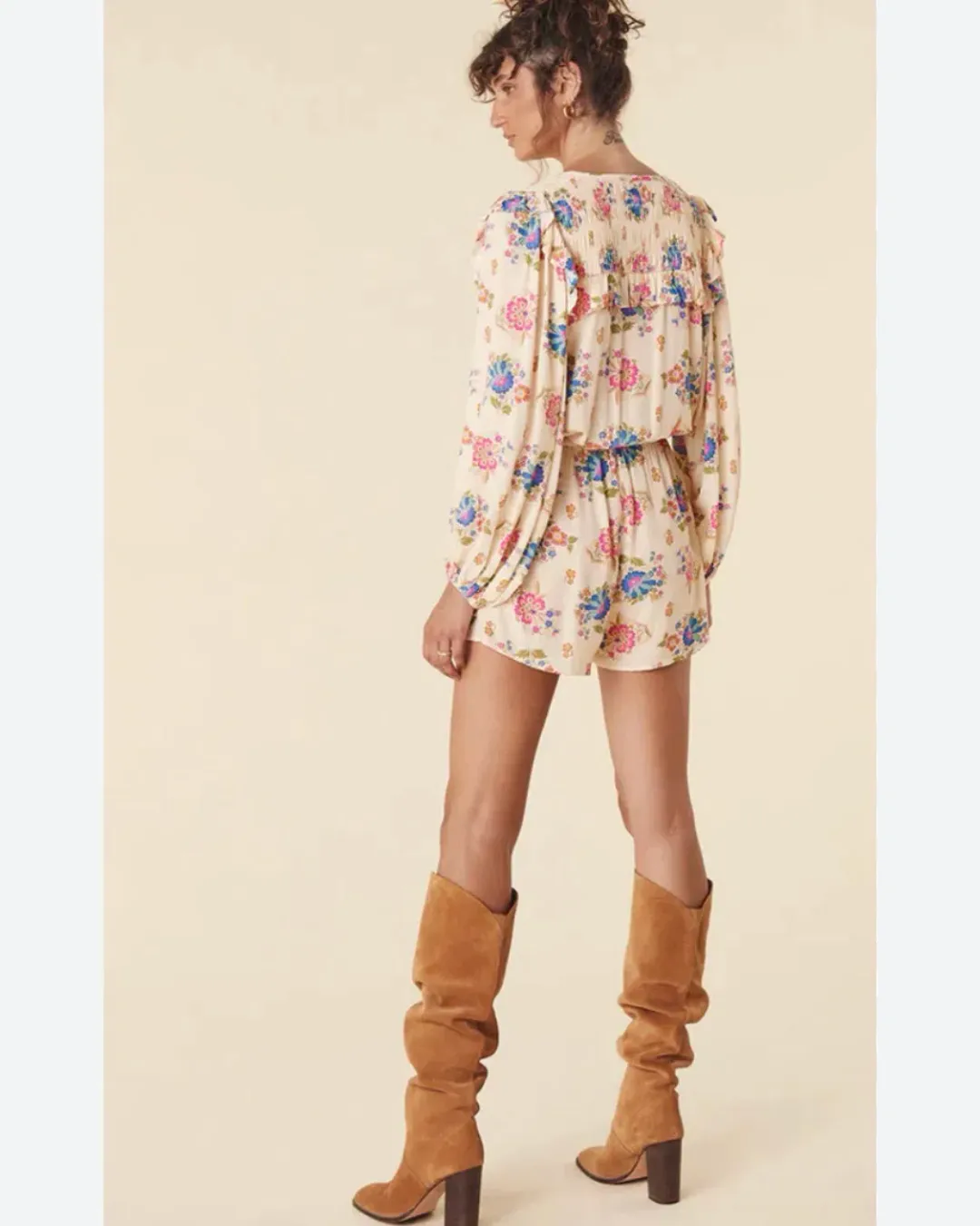 Spell Gypsy Playsuit Size XXS Solstice Romper Cream Boho Woodstock Coachella for rent on The Volte - main image
