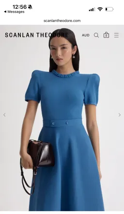 Scanlan Theodore CREPE KNIT GATHER SLEEVE DRESS for rent on The Volte - image 2