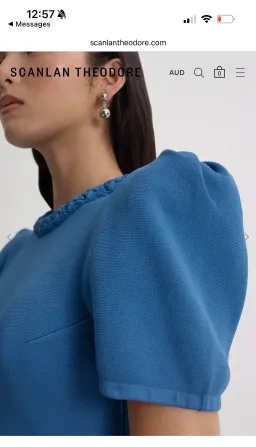 Scanlan Theodore CREPE KNIT GATHER SLEEVE DRESS for rent on The Volte - image 4