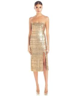 Misha Yvette Dress Gold Sequin Size 10 for rent on The Volte - image 1