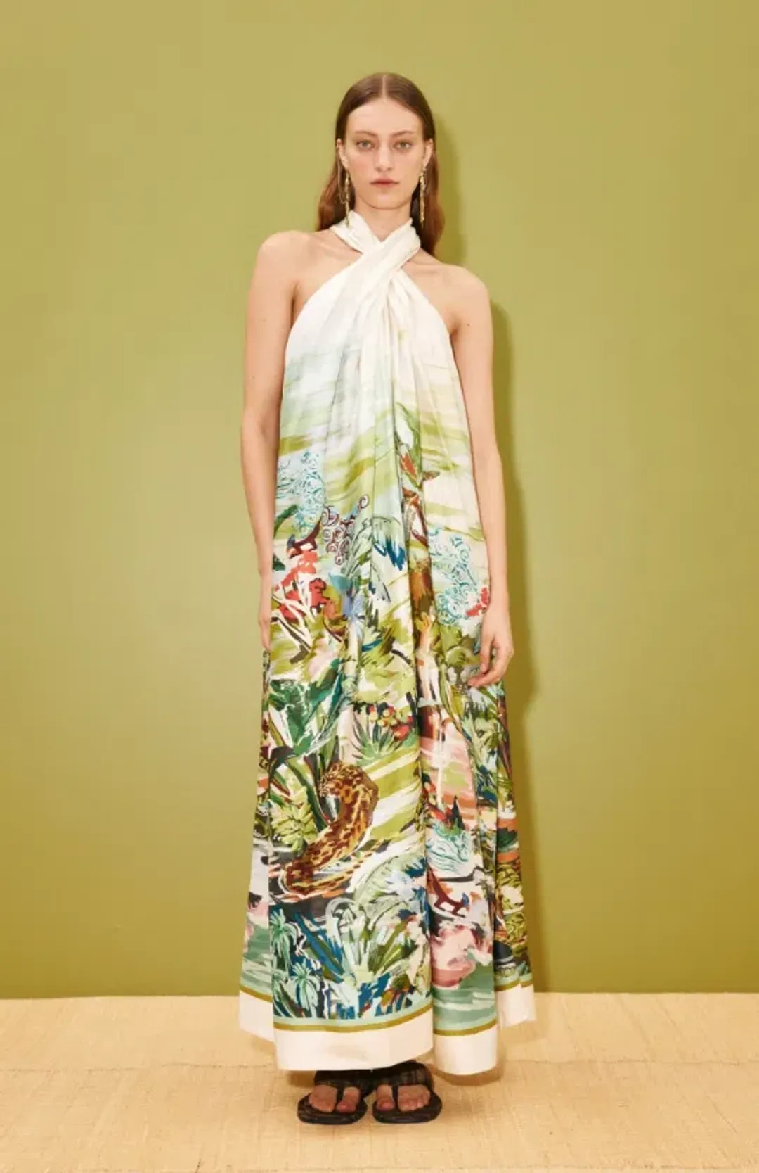 Alemais jungle boogie silk halter dress Size 12 for rent on The Volte - main image