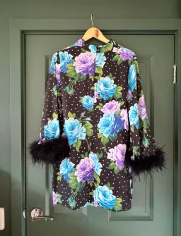 Kitri Carlotta Blue Painted Rose Mini Dress. Size 12 for rent on The Volte - image 3