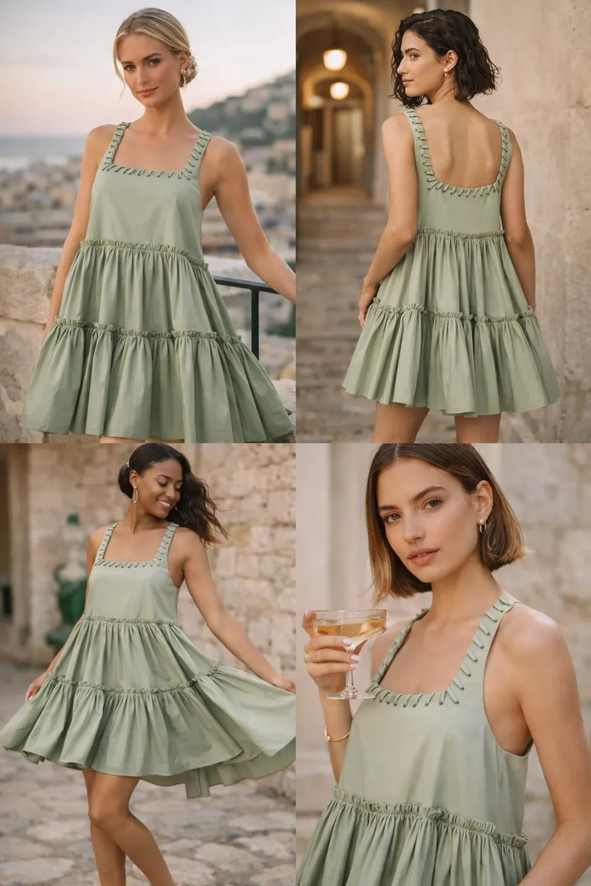 Aje Hushed Mini Dress 8 – Bamboo Mint Green/ Blue - Size 8 XS S for rent on The Volte - main image