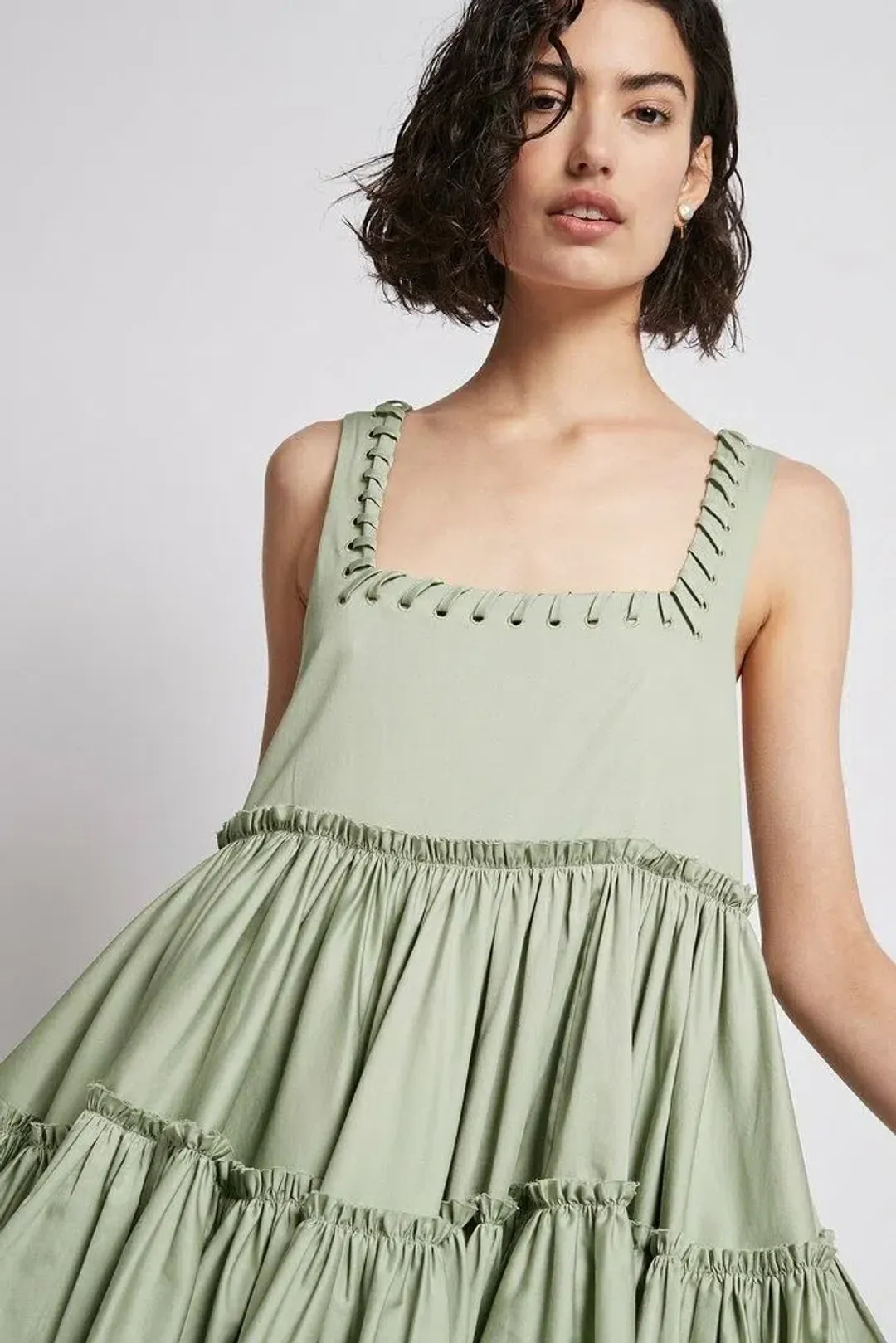 Aje Hushed Mini Dress 8 – Bamboo Mint Green/ Blue - Size 8 XS S for rent on The Volte - main image