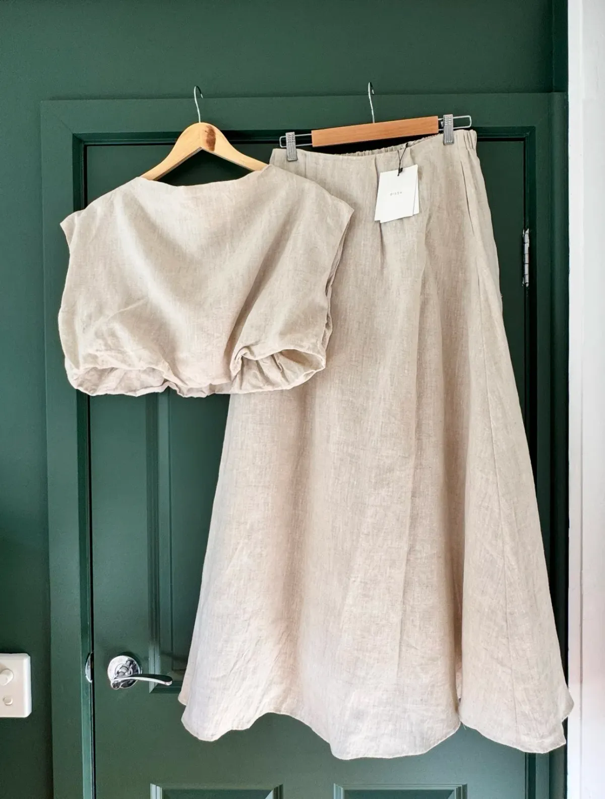 DIISH Natural Linen Skirt and Top Set. Size 10/12 for rent on The Volte - main image