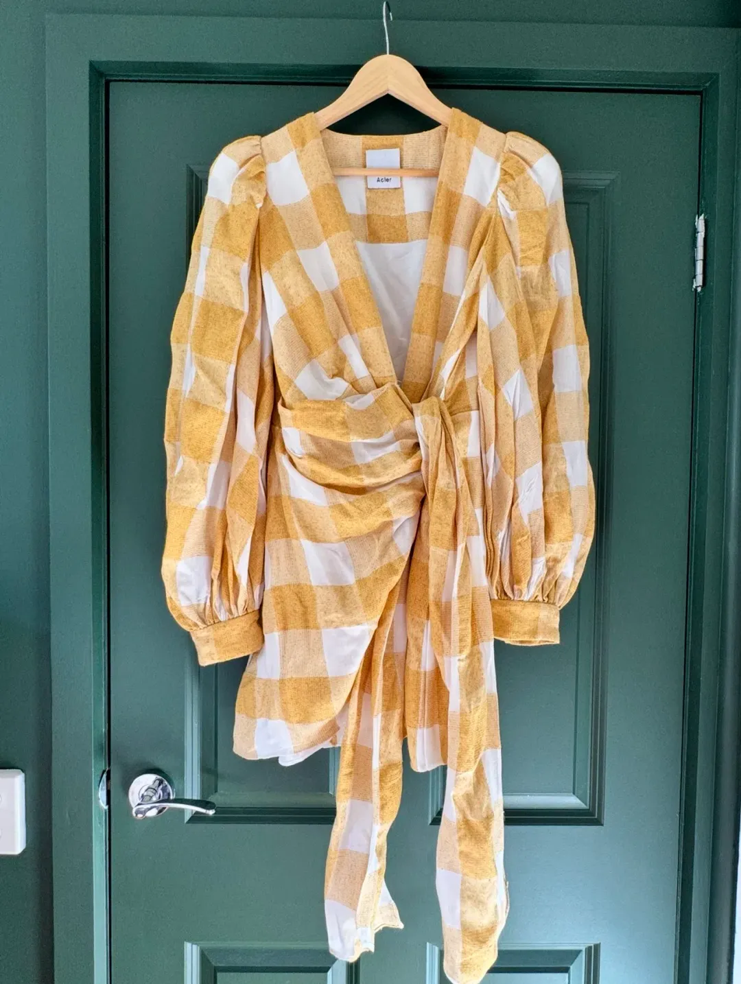 Acler Surherland Checkered Wrap Dress. Size 12 for rent on The Volte - main image