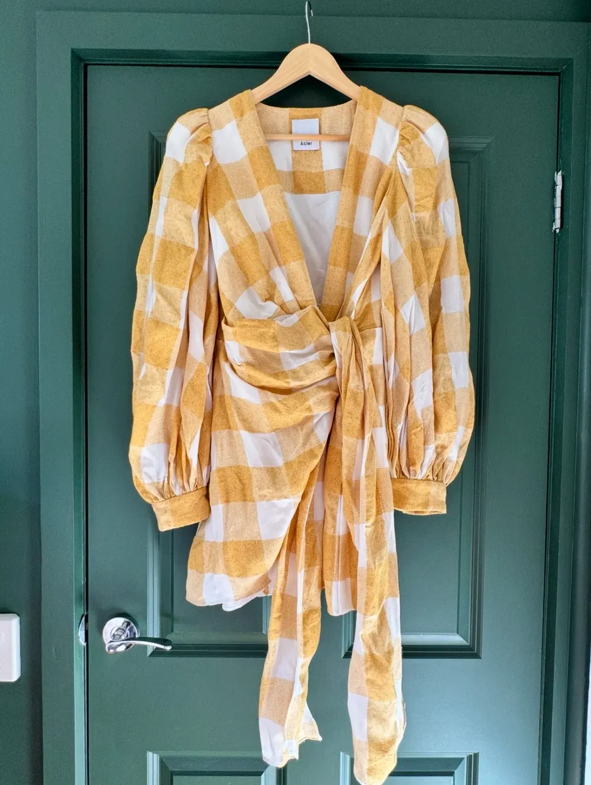 Acler Surherland Checkered Wrap Dress. Size 12 for rent on The Volte - main image