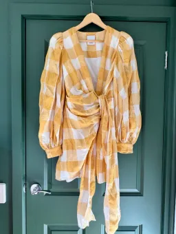 Acler Surherland Checkered Wrap Dress. Size 12 for rent on The Volte - image 1