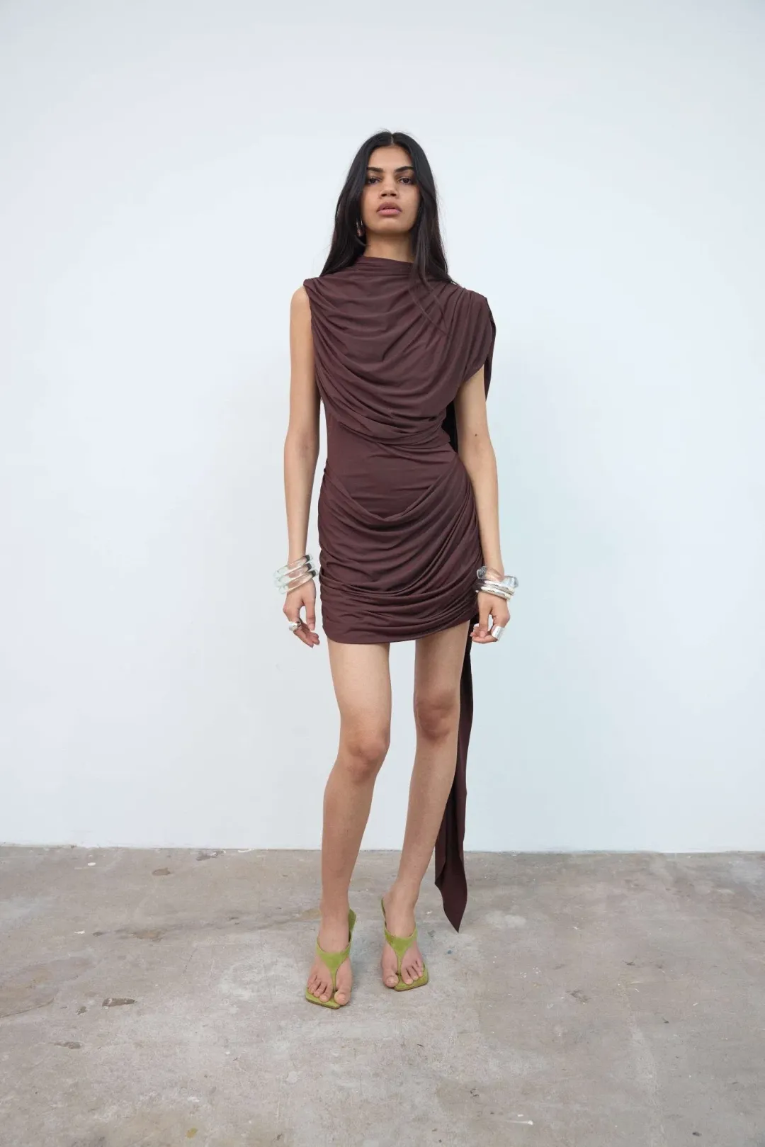 De La Vali Elara Mini Dress Brown for rent on The Volte - main image