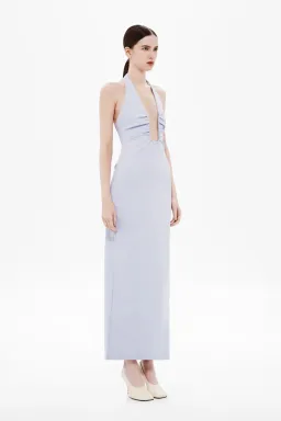 Misha Lusi Crepe Maxi Dress in Lilac Size Small for rent on The Volte - image 4