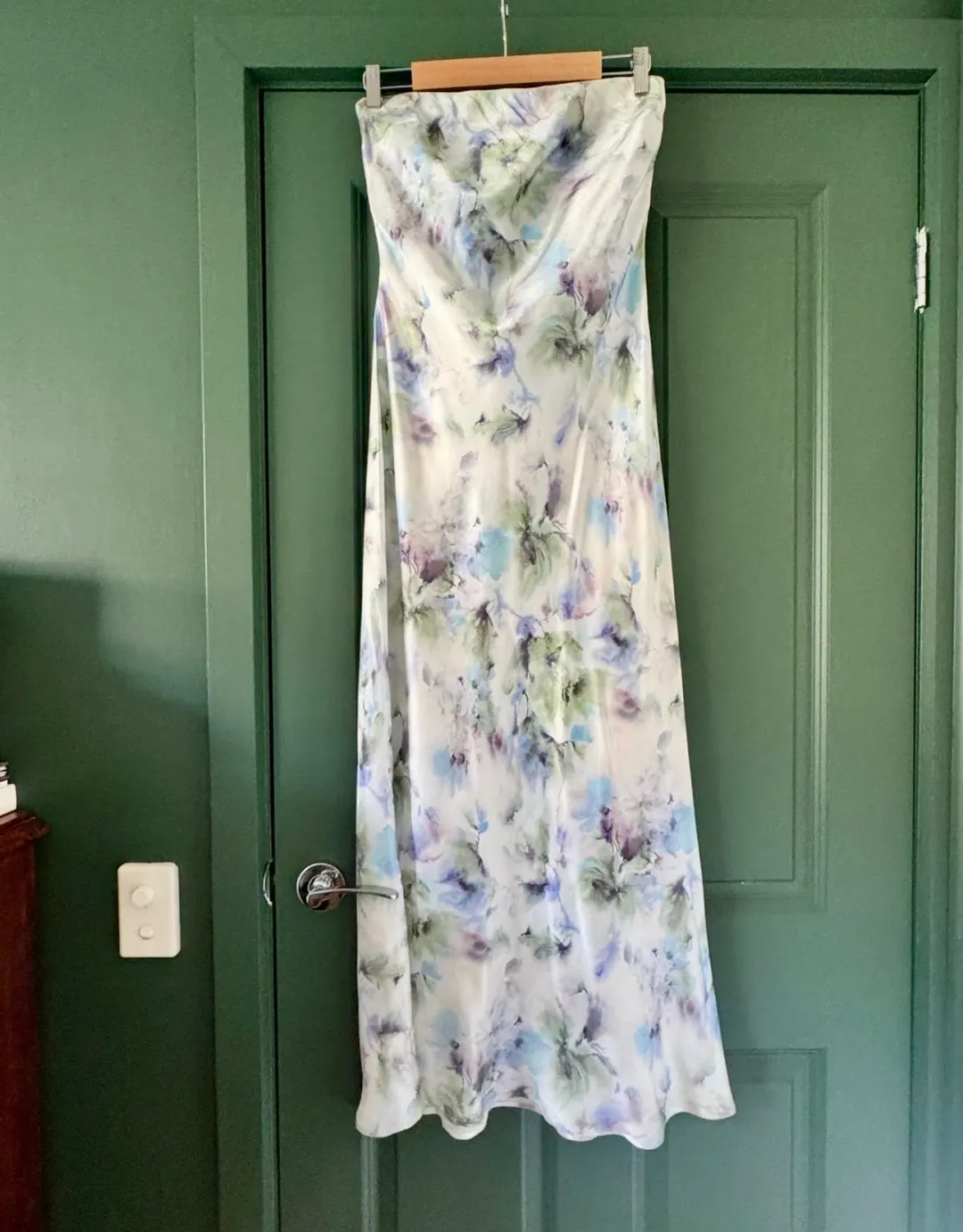 Bec + Bridge Moon Dance Strapless Dress in the "Watercolour Floral". Size 12 for rent on The Volte - main image