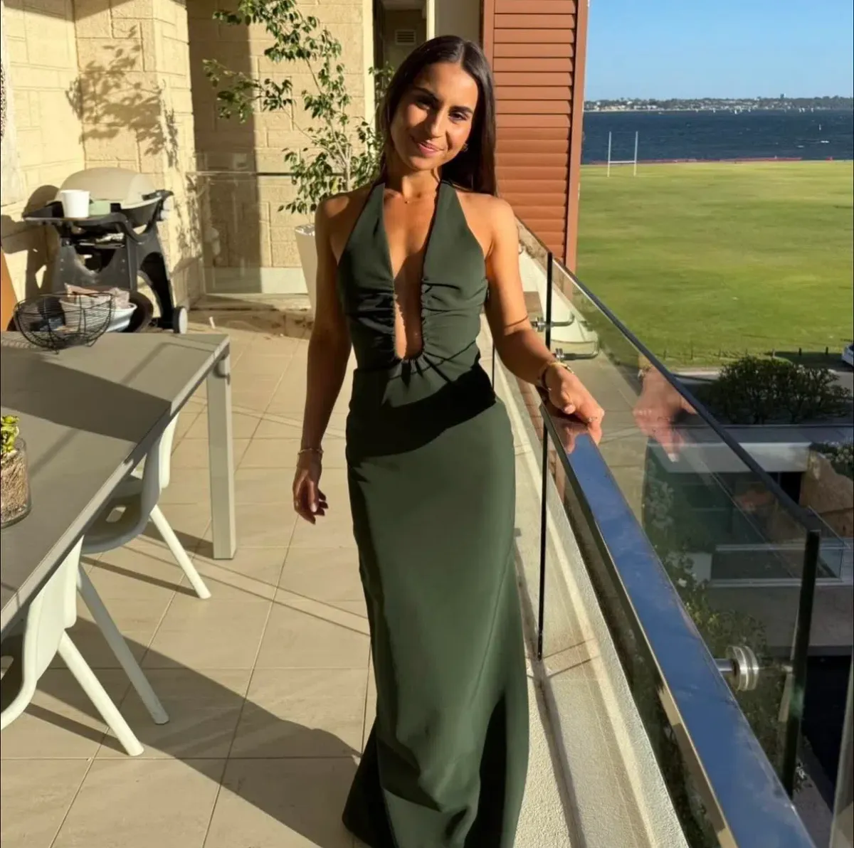 Misha Alusia Maxi Dress in Moss Green Size Small for rent on The Volte - main image