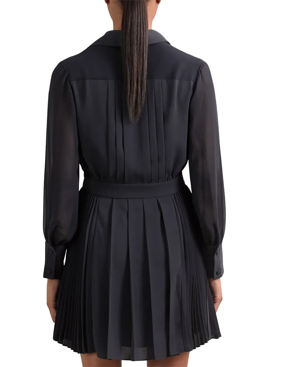 Reiss Giselle Pleat Mini Dress Navy Size 6 for rent on The Volte - main image