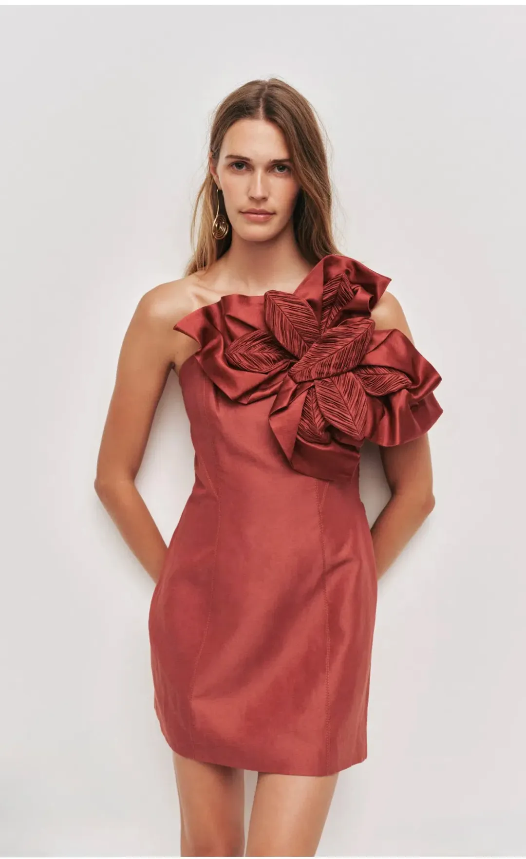 Aje Isla mini dress Rust Size 10 for rent on The Volte - main image