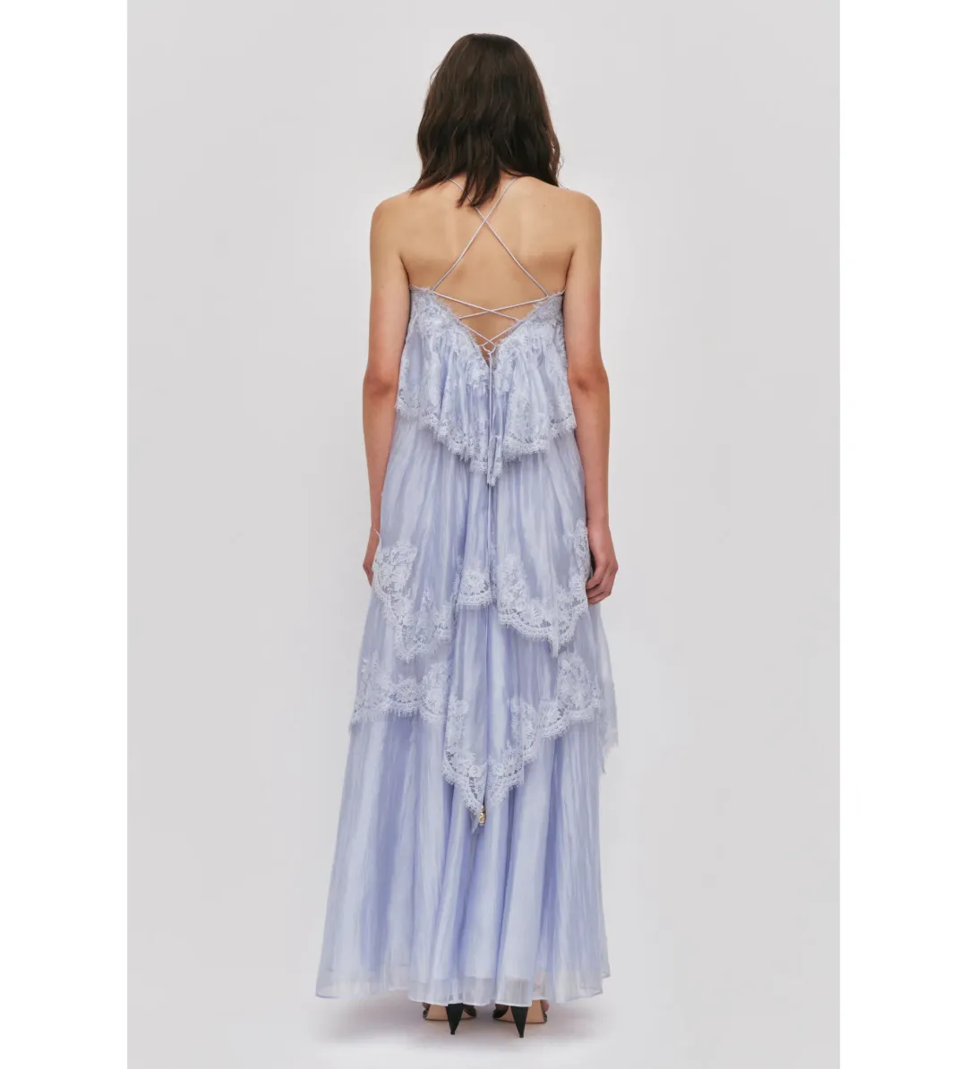 Aje Ophelia Lace Gown in French Blue Size AU10 for rent on The Volte - main image