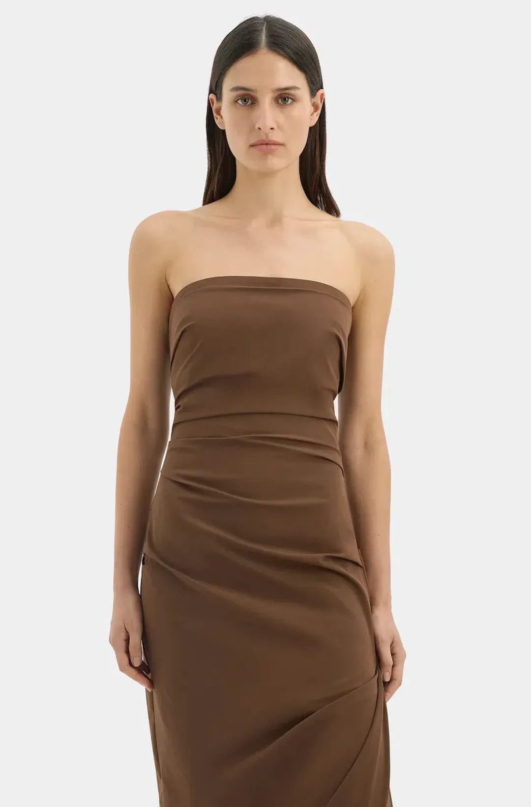 FLORENT STRAPLESS GOWN | MOCHA - SIZE 8 for rent on The Volte - main image