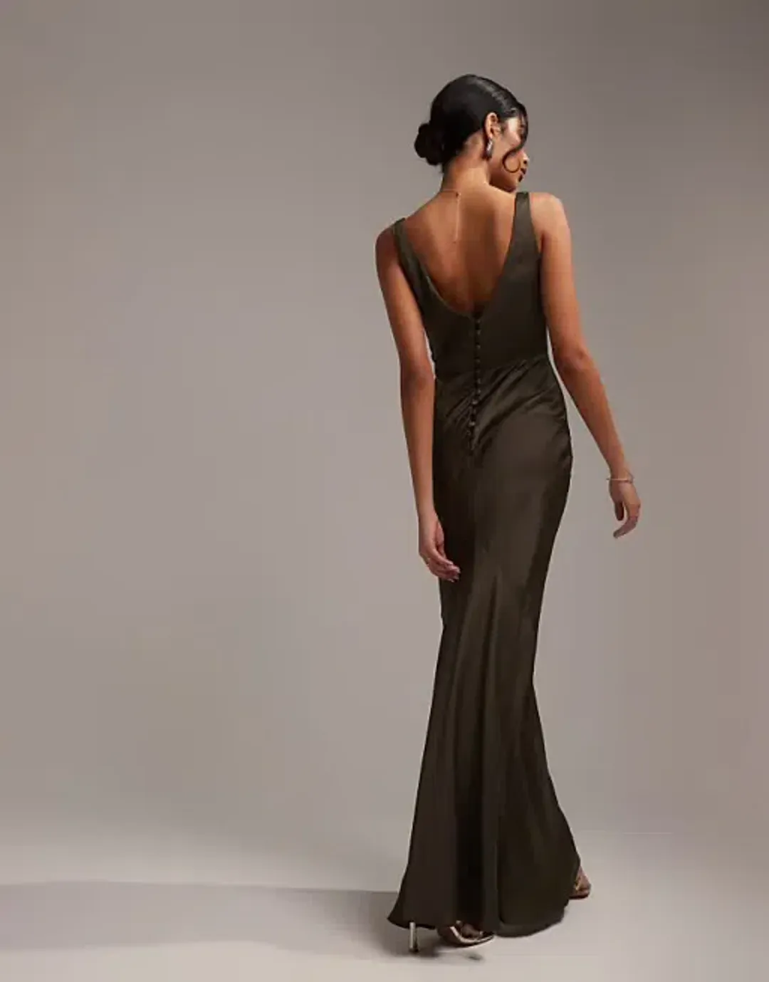 ASOS DESIGN satin maxi dress with twist front detail in forest green Size 38 for rent on The Volte - main image