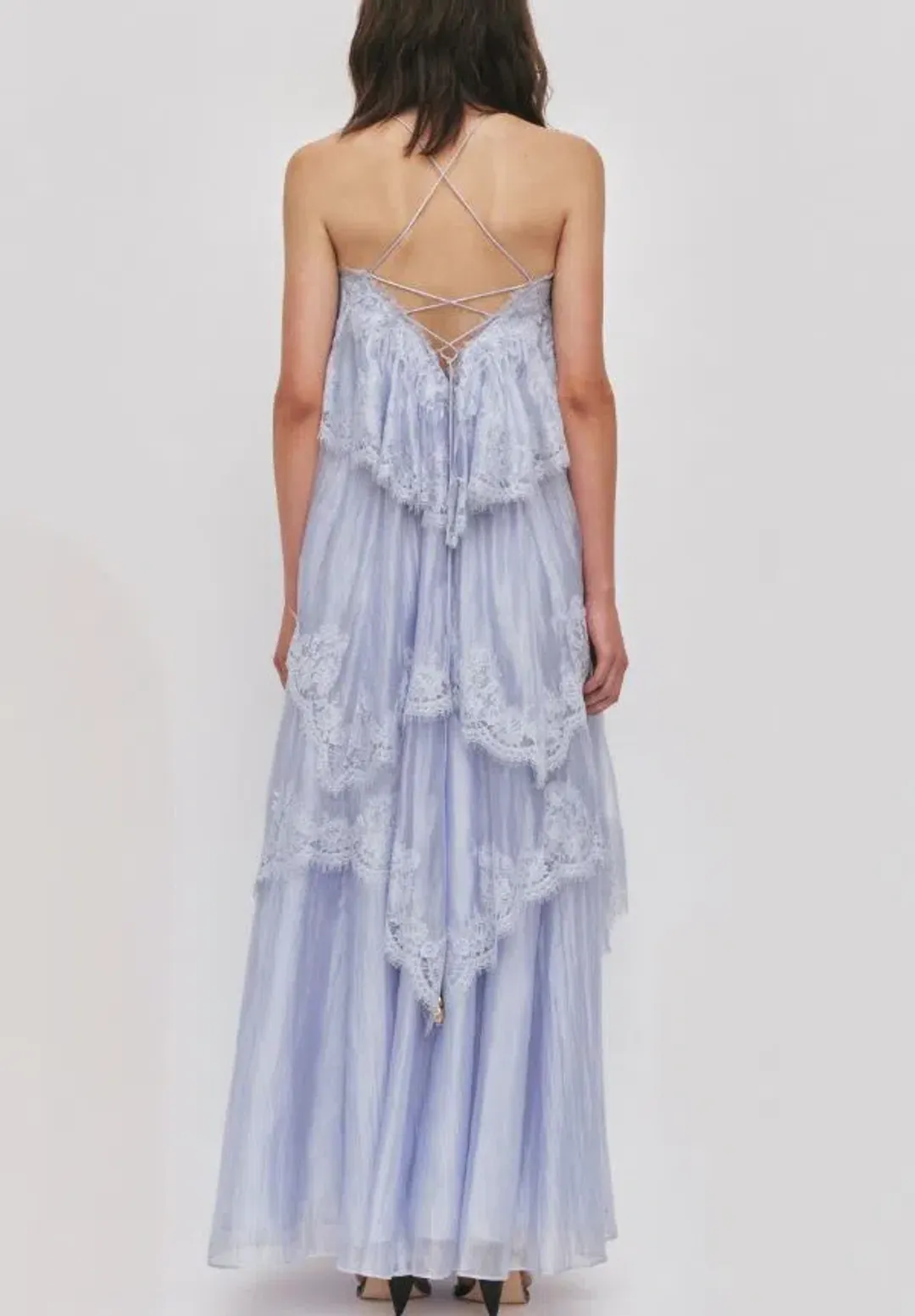 Aje Ophelia Lace Gown in French Blue Size 6 for rent on The Volte - main image