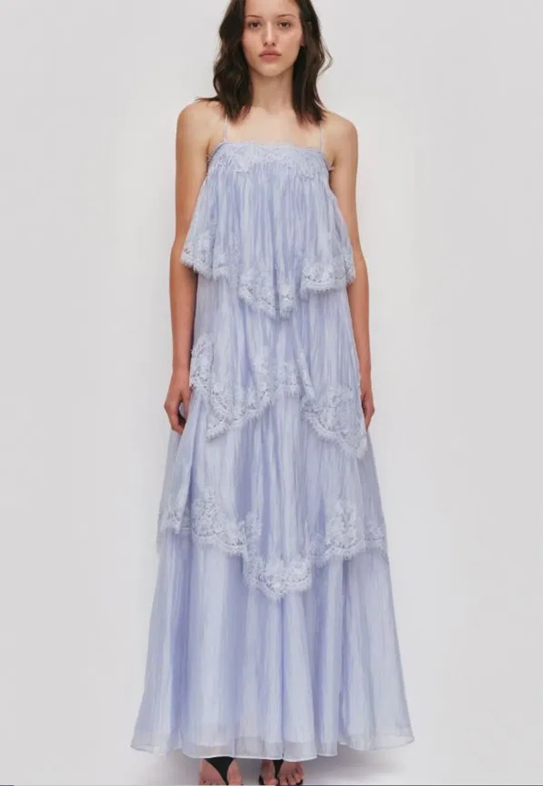 Aje Ophelia Lace Gown in French Blue Size 10 for rent on The Volte - main image