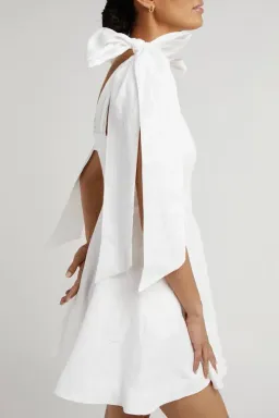 DISSH Aisle white linen bow dress size 8 for rent on The Volte - image 2
