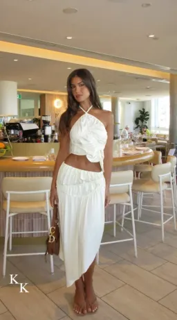 Koster Kulture Fleur Top and Skirt Set in Cream XS for rent on The Volte - image 2