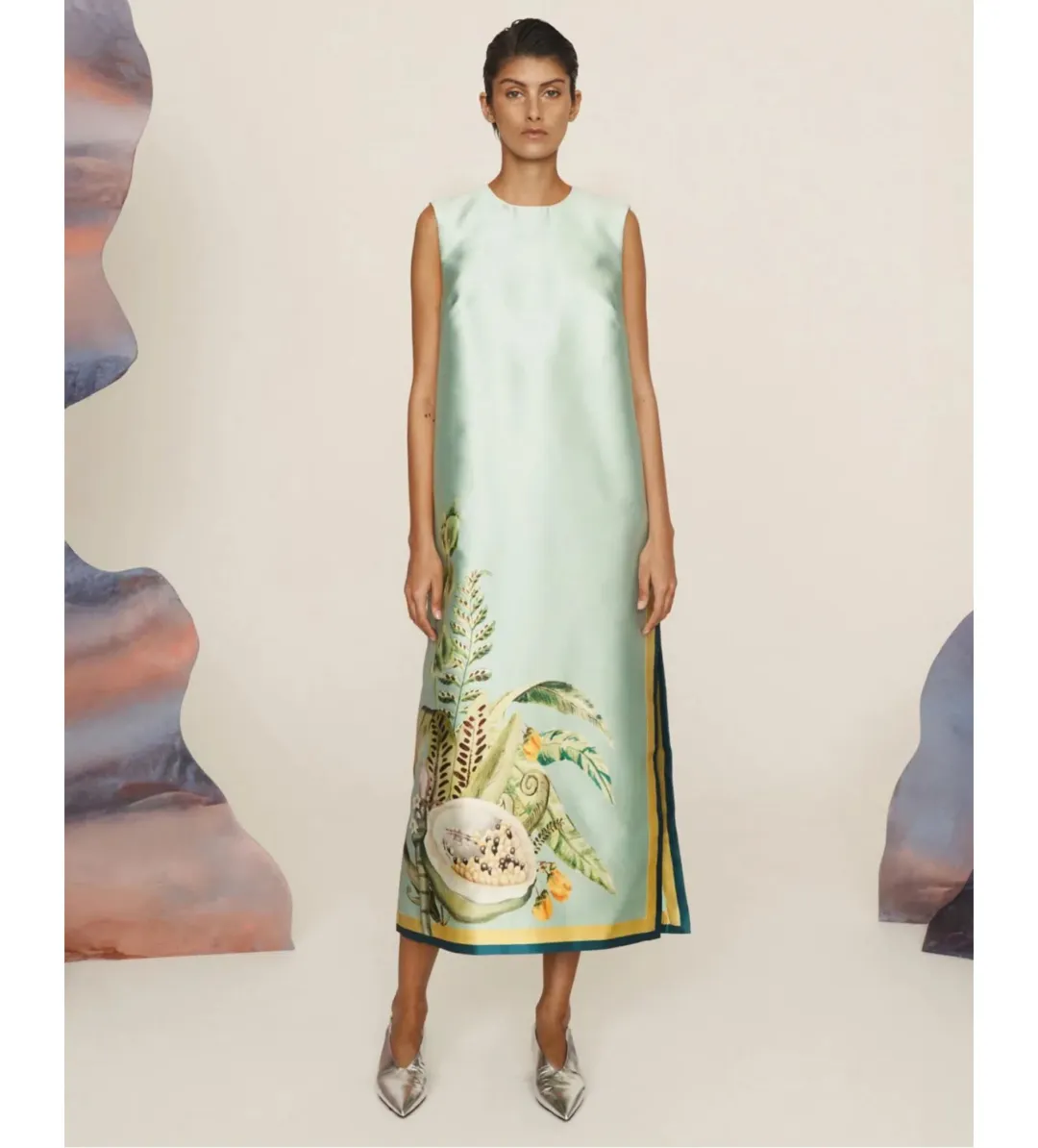 Alemais Anita Satin Crepe Midi Dress in Print Size AU10 for rent on The Volte - main image