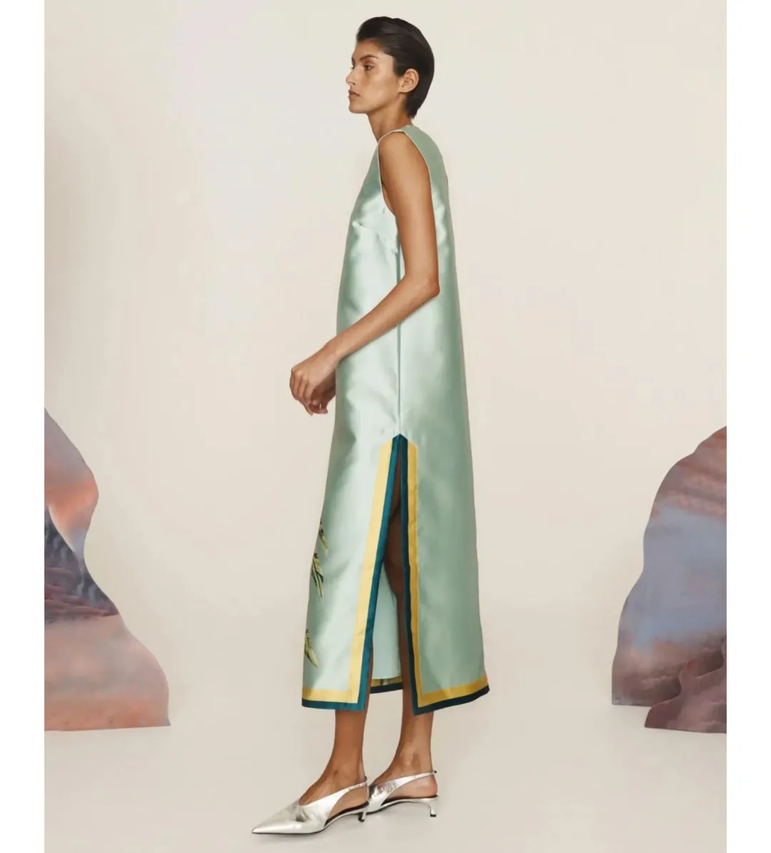 Alemais Anita Satin Crepe Midi Dress in Print Size AU10 for rent on The Volte - main image