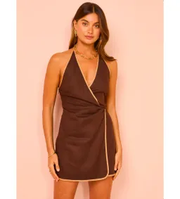 Sir The Label Affogato Twist Mini Dress in Chocolate Size 3 / AU10 for rent on The Volte - image 2