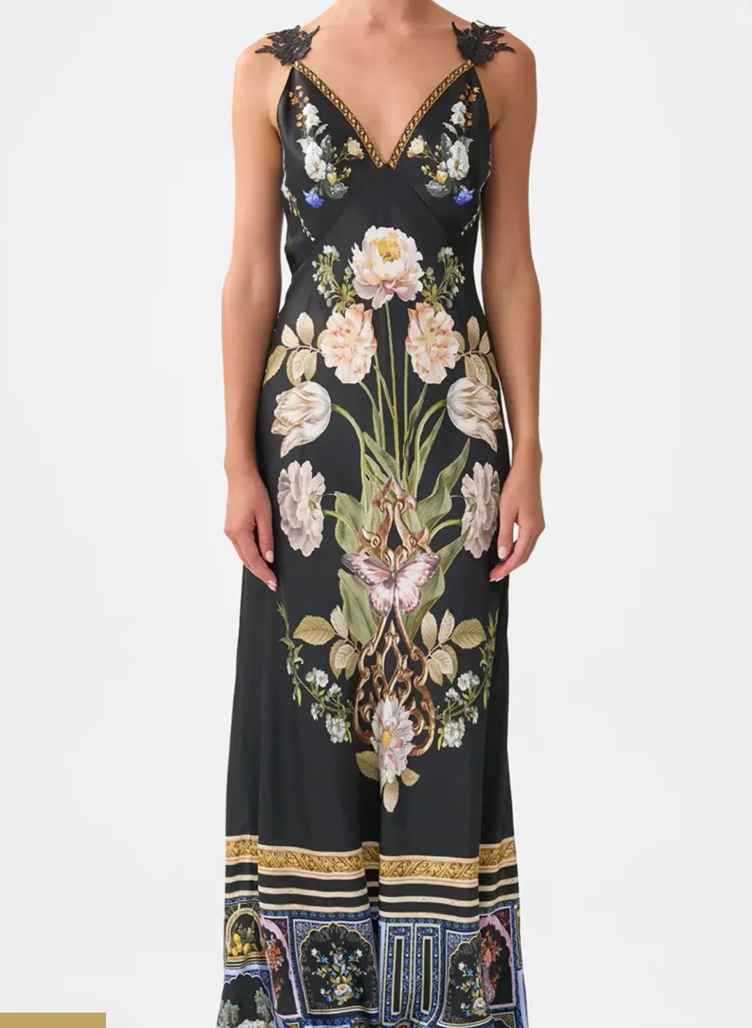 Camilla -Ottoman Elegance V-Neck Full Length Bias Slip Dress for rent on The Volte - main image