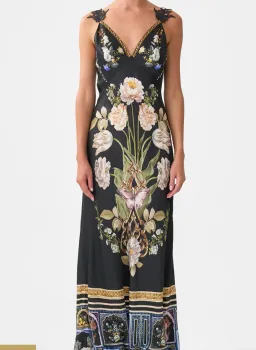 Camilla -Ottoman Elegance V-Neck Full Length Bias Slip Dress for rent on The Volte - image 3