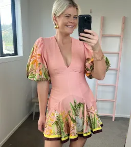 ALEMAIS PAPAYA V NECK MINI DRESS SIZE 14 for rent on The Volte - image 3