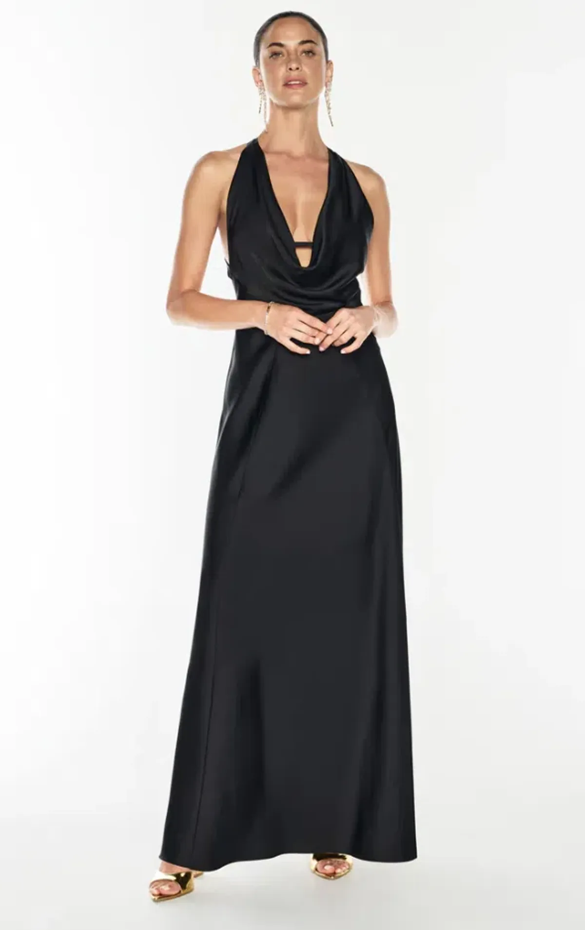 Manning Cartell Charmed Cowl Slip Dress Black Size 6 for rent on The Volte - main image