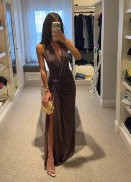 Bec and Bridge Clementine Twist Dress in Milk Chocolate size 10 for rent on The Volte - image 2