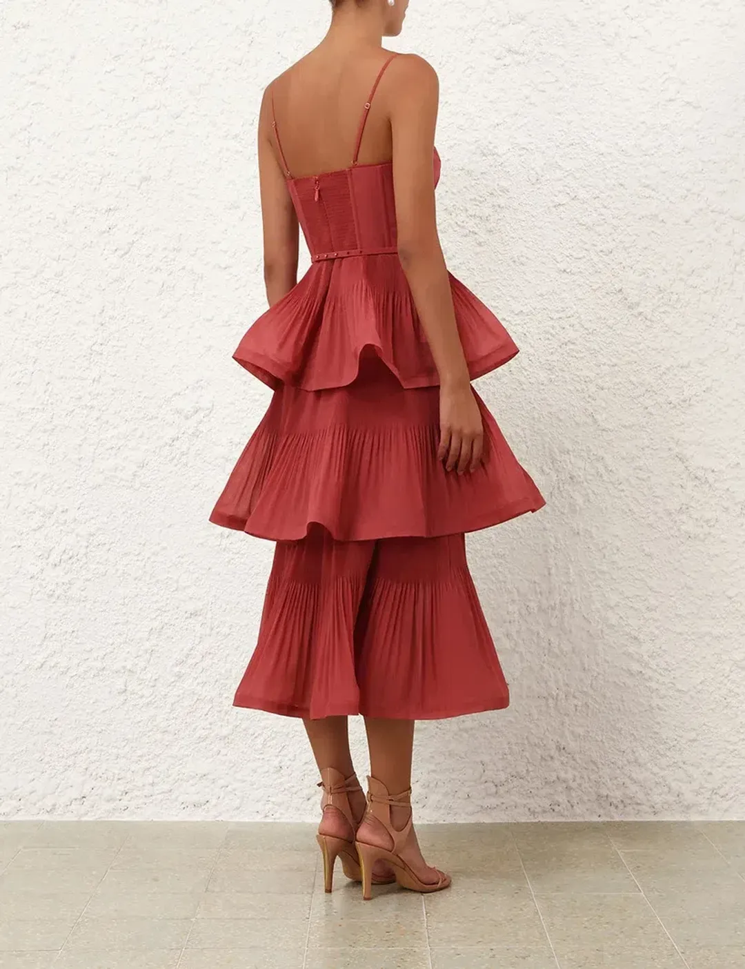 Zimmerman Pleated Tiered Midi Dress size 1/AU10 for rent on The Volte - main image