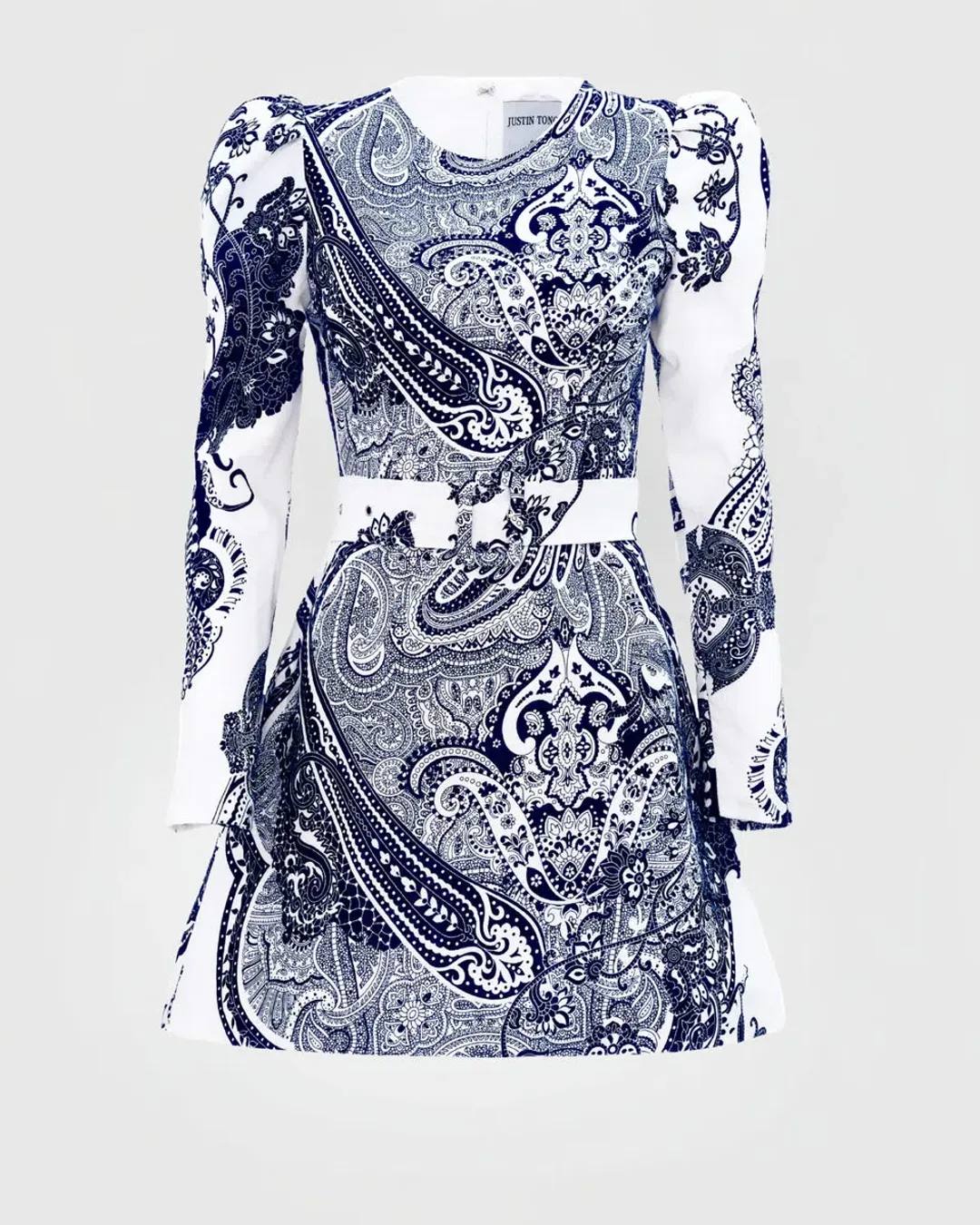 JUSTIN TONG HAZEL MINI DRESS [BLUE PAISLEY] for rent on The Volte - main image
