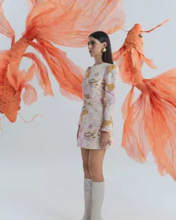 JUSTIN TONG HAZEL MINI DRESS [ENCHANTED WATERS] SIZE 12 for rent on The Volte - image 2