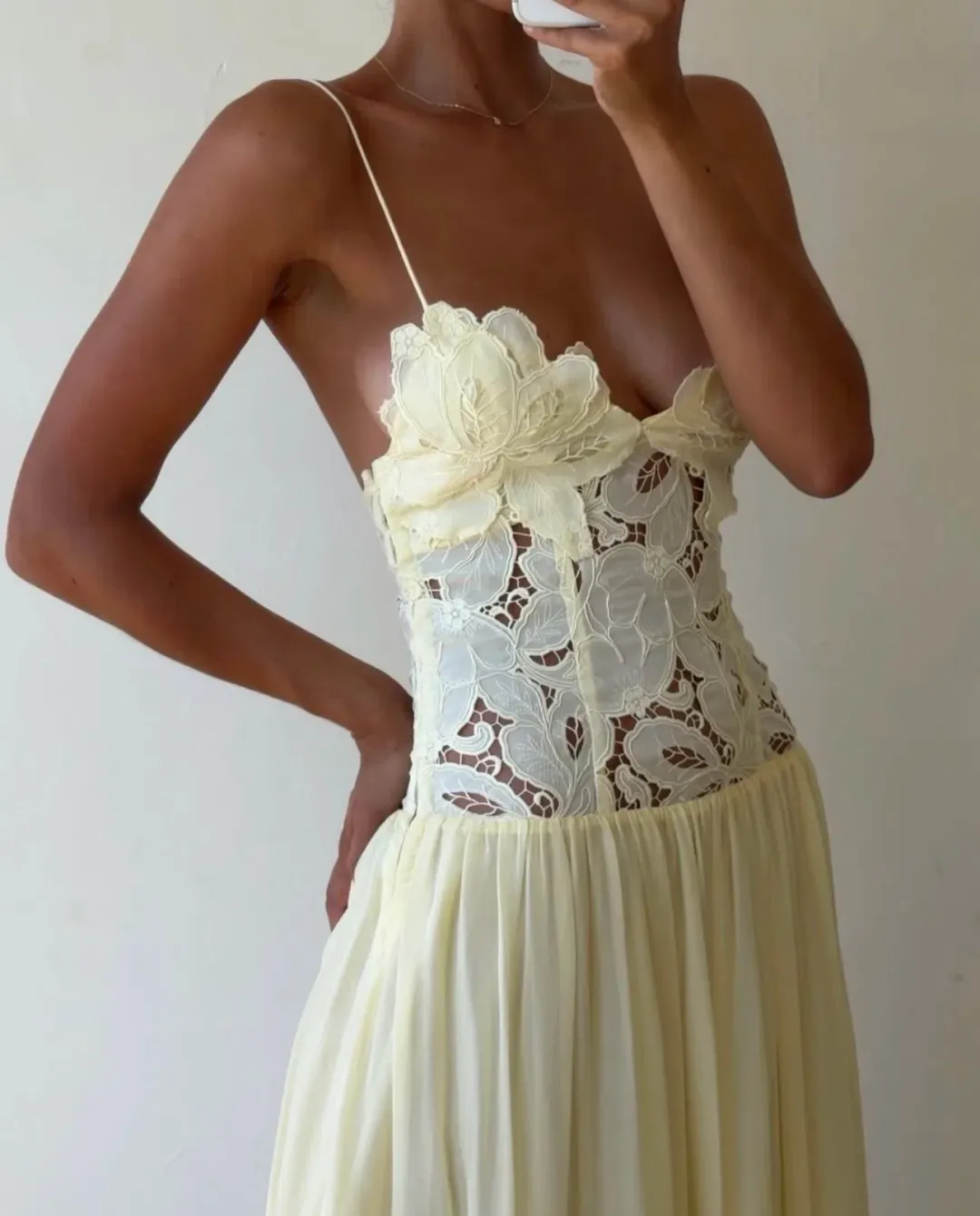 Hansen and Gretel Stephanie Dress in Butter Yellow  for rent on The Volte - main image