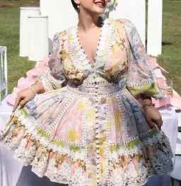 ZIMMERMANN POP TRIMMED MINI DRESS SIZE 2 for rent on The Volte - image 1