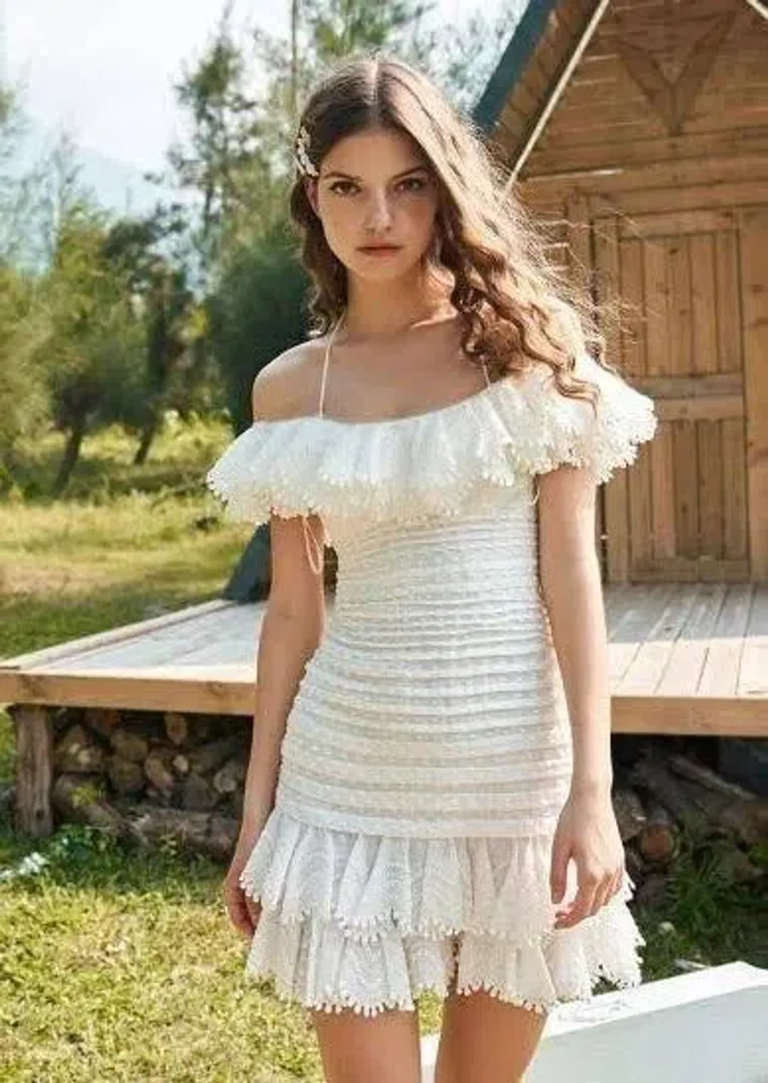 Zimmermann Super Eight Frilled Mini Dress | Size 2 AU 12 for rent on The Volte - main image