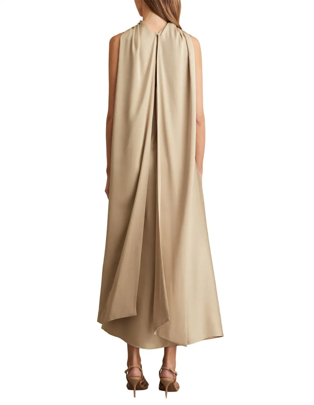 Reiss Michelle Drape Occasion Midi Dress Nude Size 14 for rent on The Volte - main image