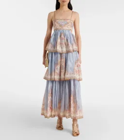 BRAND NEW Zimmermann Daylight Tiered Maxi Dress in Wallpaper Floral Denim Size 1 AU 10 for rent on The Volte - image 1