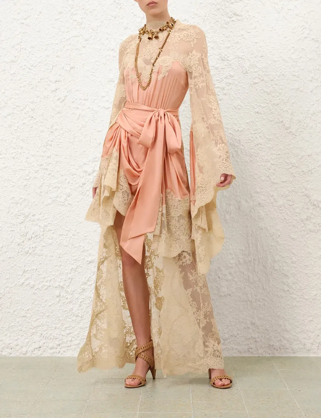 Zimmermann Hypnotic Satin Drape Dress in Pink Size 1 AU 10 for rent on The Volte - main image