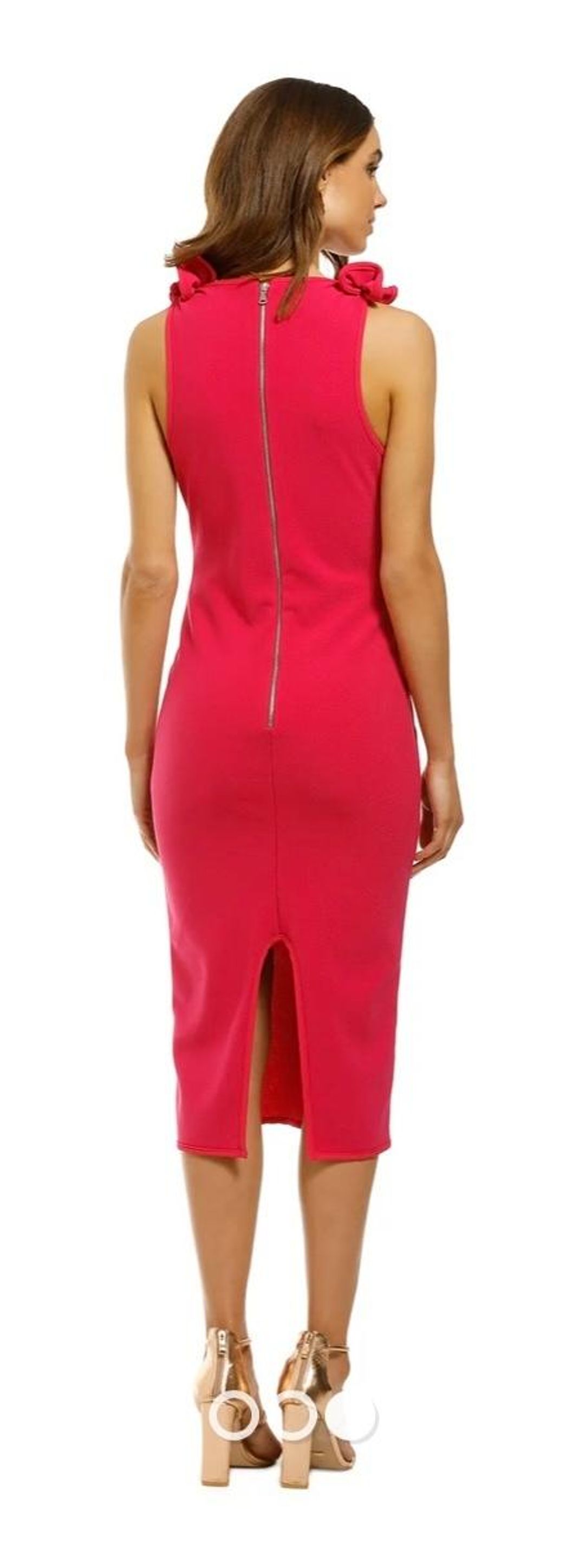 By Johnny V Neck Bow Shoulder Dress - Pink for rent on The Volte - main image