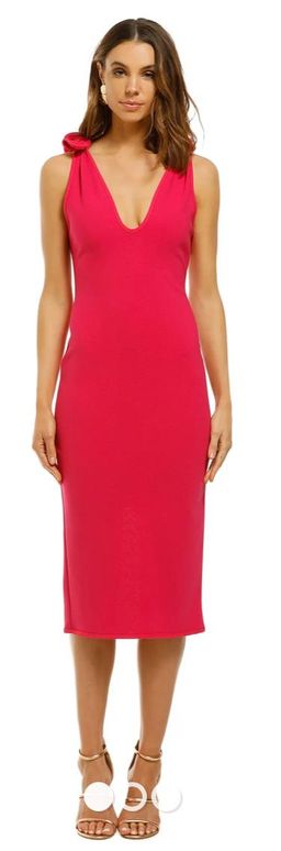 By Johnny V Neck Bow Shoulder Dress - Pink for rent on The Volte - image 3