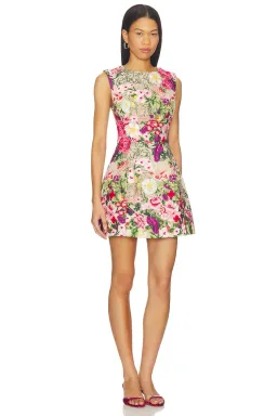 Flora Tulip Mini Dress in Pink & Green Floral  for rent on The Volte - image 1